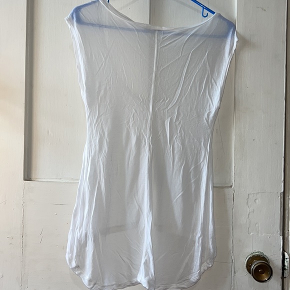 Peace & Love White, sleeveless, High, Low!  Sheer T-shirt medium!! - Picture 2 of 6